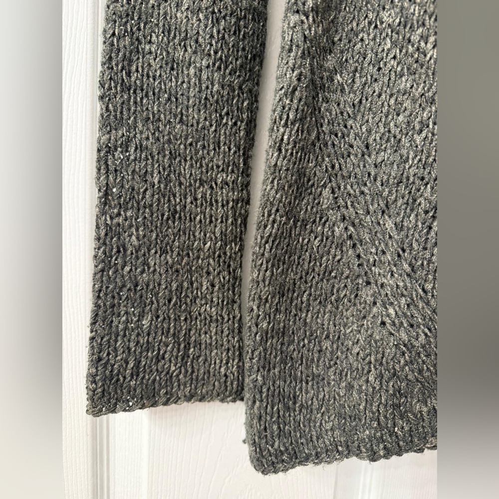 Vince Wool Alpaca Linen Blend Chunky Knit V-Neck Sweater Small Charcoal Gray - Picture 4 of 9